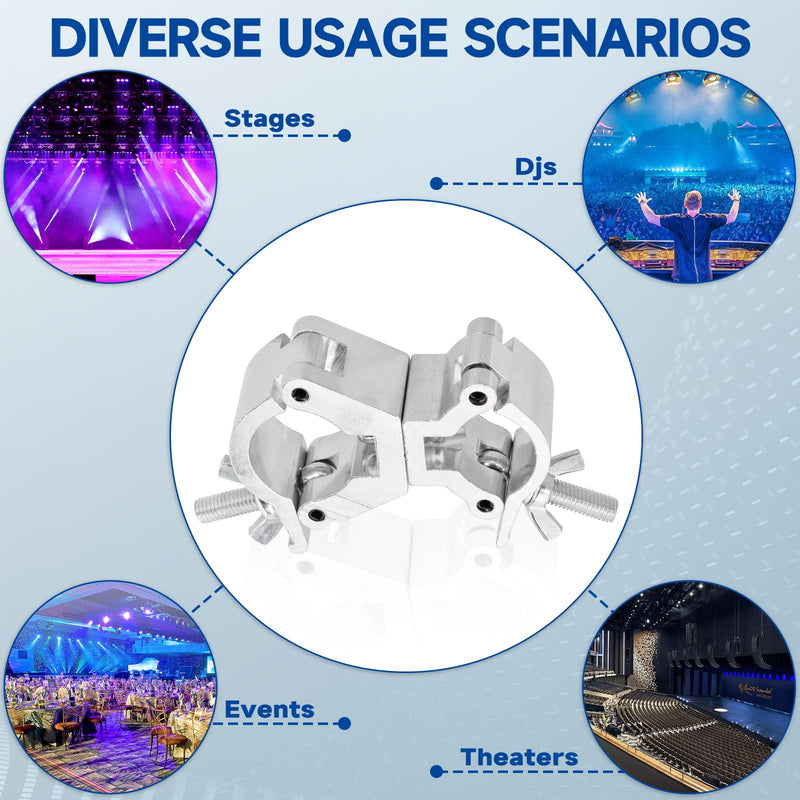 Aluminum Alloy Stage Lighting Truss Clamps - Maximum Load 220 Lbs and Fits 0.98-1.18 Inches or 1.18-1.41 Inches OD Tubing - Swivel Double-Head Coupler Suitable for Stages/Djs/Speaker/Pubs 0.98-1.18Inch/1.18-1.41Inch