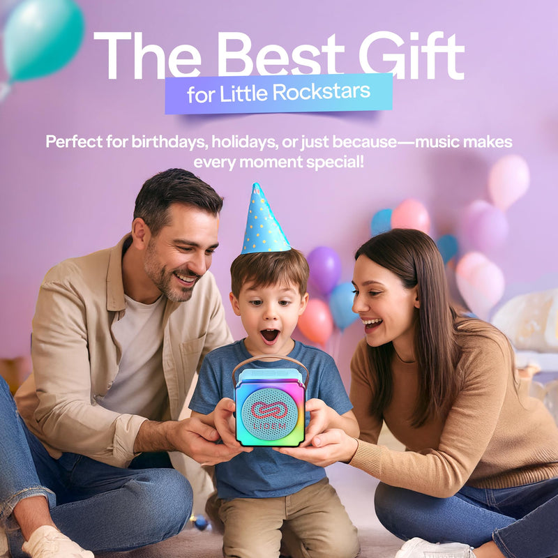 LIOEM Mini Karaoke Machine for Kids | Kids Karaoke Machine for Girls and Boys w/ 2 Wireless Bluetooth Microphones | Clear-Sound Mini Kareoke and Speaker | Speaker and Microphone Set for Children