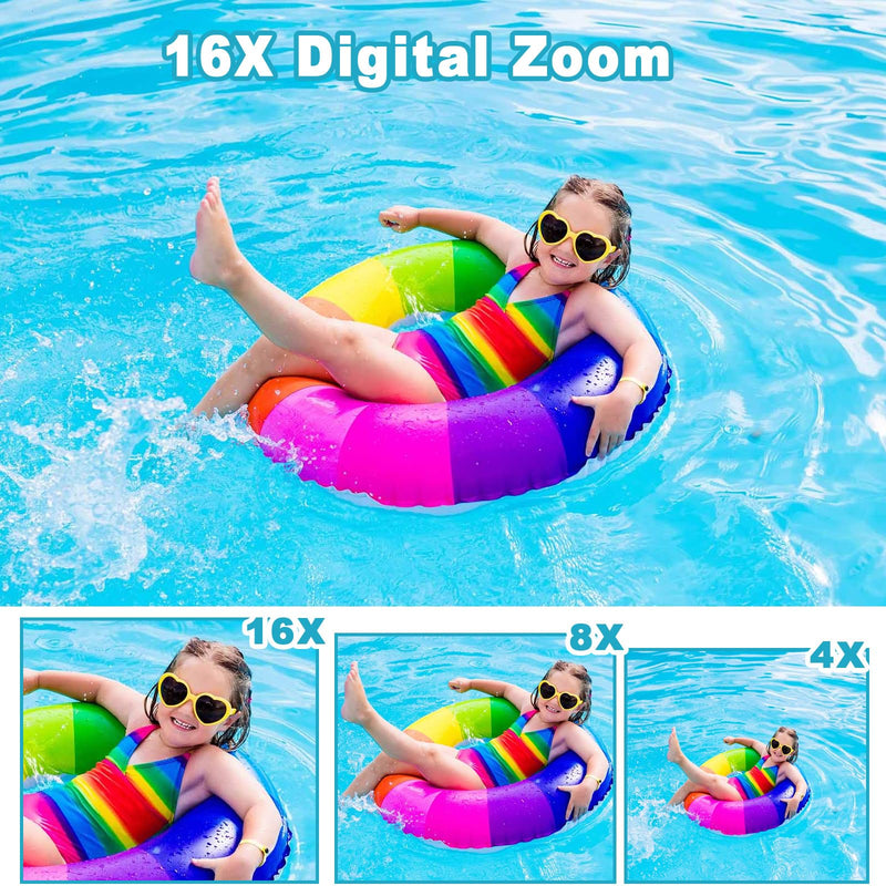 Waterproof Digital Camera, Underwater Camera with 32GB Card(Installed), 4K FHD 48MP Dual-Screen Selfie Under Water Camera for Photography, 10FT Waterproof Camera for Snorkeling, Surfing, Rafting Blue