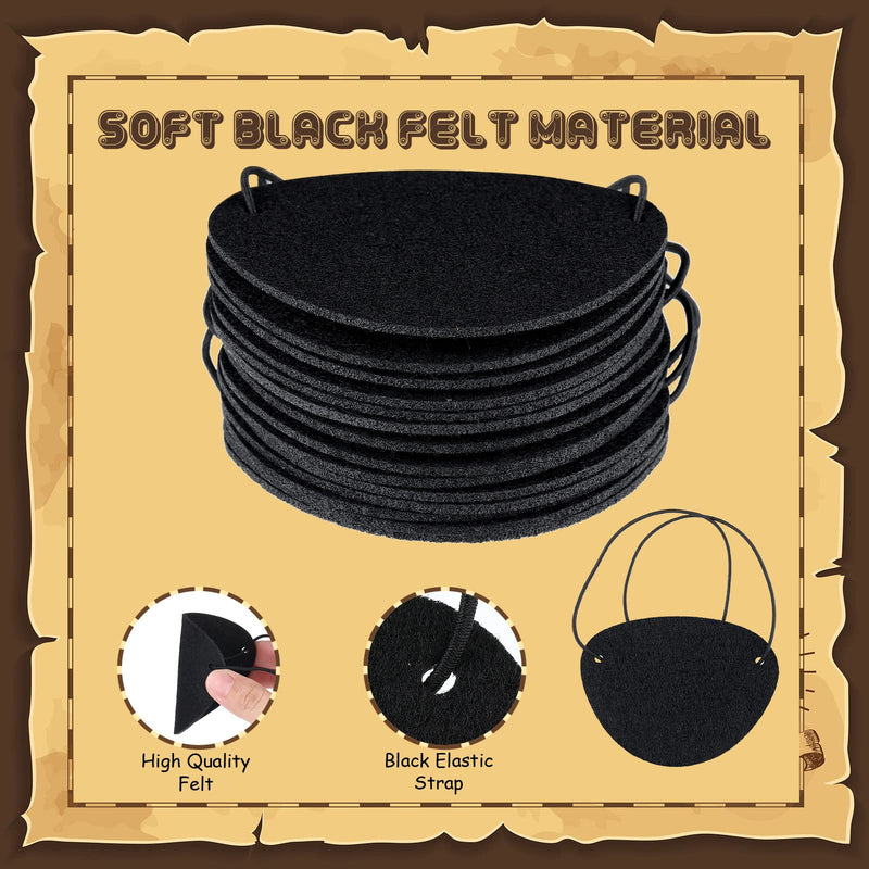 [AUSTRALIA] - 48 Pieces Pirate Eye Patches Pirate Eye Patches for Kids Black Felt Pirate Captain Patches Bulk Adults Pirate Eye Patches for Pirate Theme Role Playing Theme Party for Kids Adults 