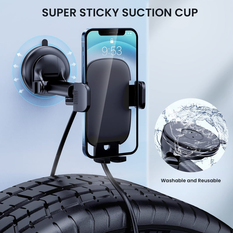 Qifutan Car Phone Holder Mount Phone Mount for Car Windshield Dashboard Air Vent Universal Hands Free Automobile Cell Phone Holder Fit iPhone Black