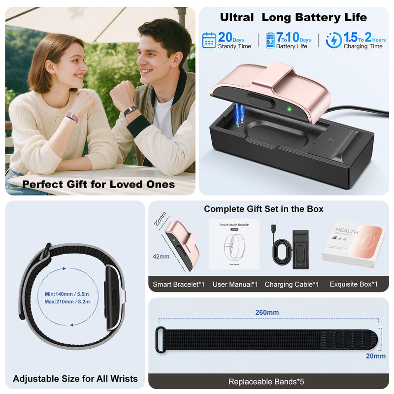 Smart Bracelets for Women & Men,Health Activity Fitness Trackers with 120+ Sports Modes,24/7 Heart Rate&Blood Pressure Monitoring,Sleep& Stress Tracking,IP68 Waterproof,5 Smart Wristband with Free APP