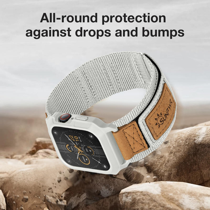 Bundle of the Rugged Nylon Velcro Apple Watch Band (Army Green/Apricot grey)