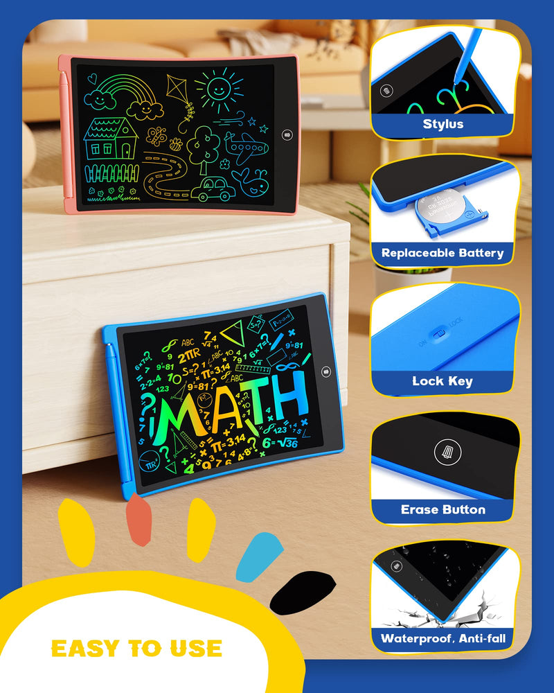 Bravokids 8.5 inch Colorful Doodle Board Drawing Pad, LCD Writing Tablet 10 Inch Doodle Board