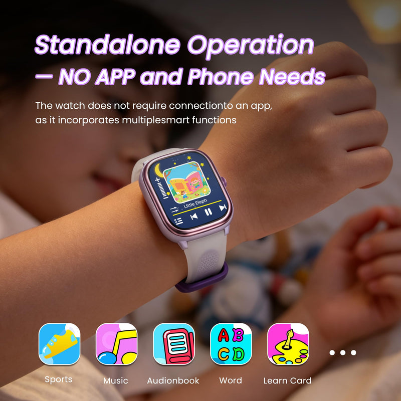 Kids Smart Watch for Boys Girls Ages 5-14, NO Phone/APP Needed | LED Flashlight, Games, Heart Rat, Sleep Monitor, Multiple Sports Modes, IP68 Waterproof, Steps Tracker Fitness Watch 1.83" Purple