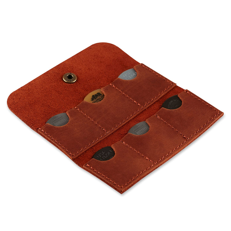 [AUSTRALIA] - Leather Guitar Pick Holder, Guitar Pick Holder Case Bag, Plectrum Case Bag, Pick Cover, Gift for Guitar Players (Cognac) Cognac 