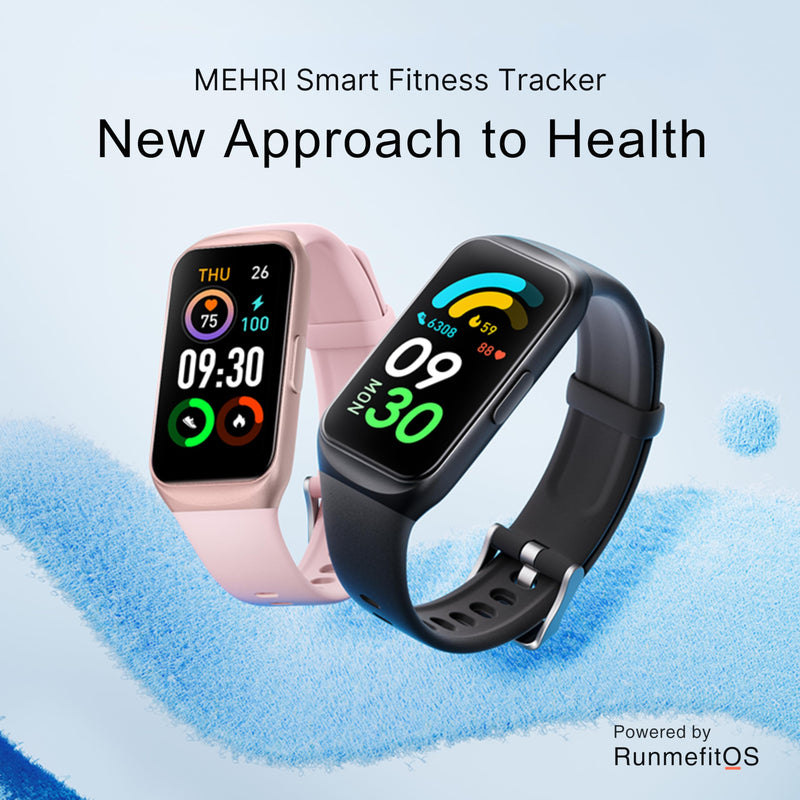 MEHRI Fitness Tracker - Smart Watch with 24/7 Heart Rate, Blood Pressure & Oxygen, Sleep & Stress Monitoring, IP68 Waterproof, Activity Tracker, Step Count, Calories, Distance & More (Black) Black