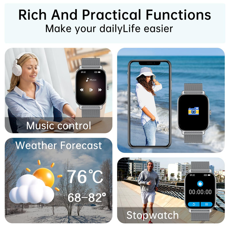 Smart Watch for Men Women Fitness: Waterproof Make Answer Call Digital Mens Watches Pedometer Smartwatch for Android Phone iPhone Samsung Compatible SpO2 Sleep Heart Rate Monitor Running Step Tracker