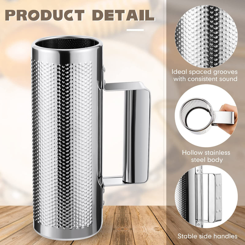 Kathfly 4 Pcs Guiro Instrument Metal Stainless Steel Musical Latin Percussion Shaker with Scrapers for Live Performance(3 x 8 Inch) 3 x 8 Inch