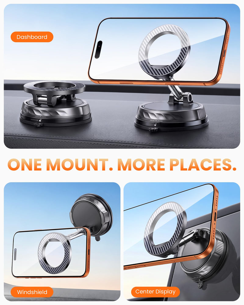 for Magsafe Car Mount, [2026 Ultra Vacuum] Magnetic Phone Holders | [98+LBS Max Suction & 3000gf Magnetic] 900° Adjustable, Car Phone Holders for Your Car for iPhone 17-12 Pro Max Air Plus