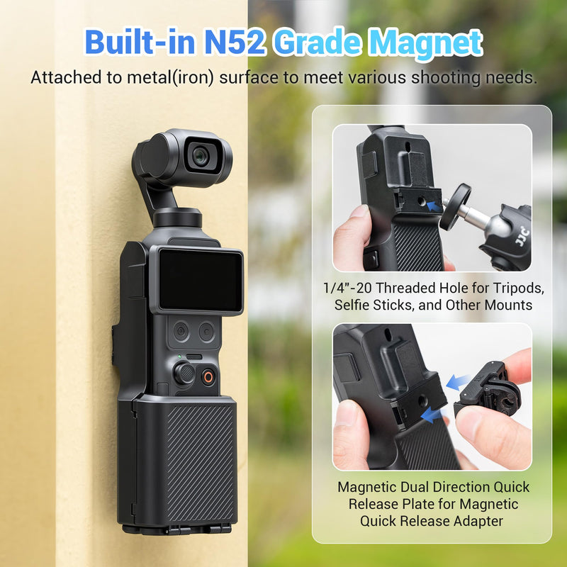JJC Pocket 4 Multifunctional Case with 4Pcs Filter Kit Set for DJI Osmo Pocket 4 3 / Xtra Muse, CPL / NDV2-32 / Black Mist 1/4 / Wide-Angle Lens, Table Mount Dual Direction Plate & 1/4-20 Hole
