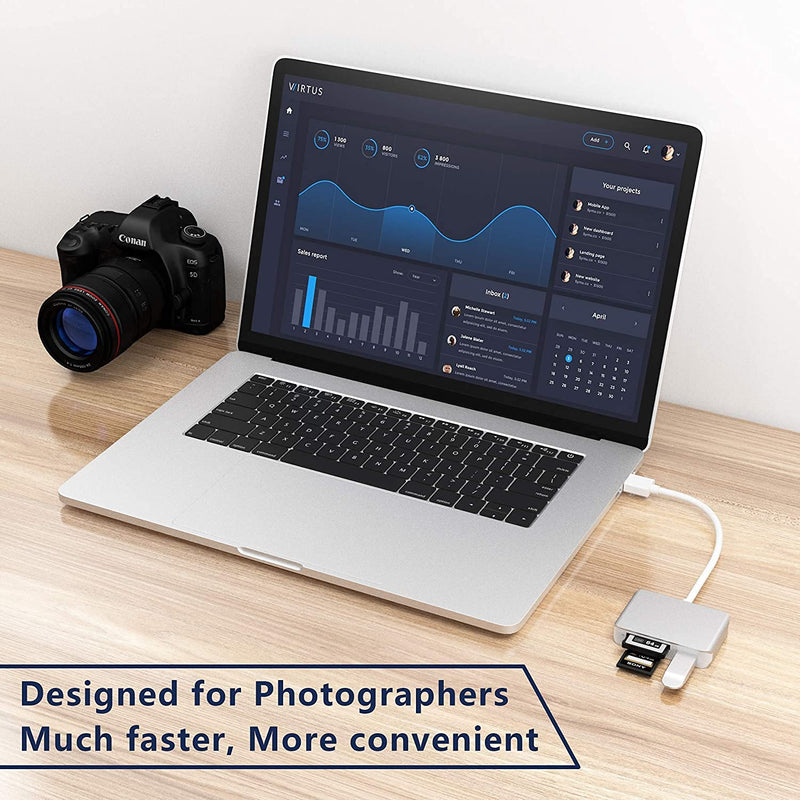 XQD/SD/Micro SD Card Reader, Memory Multi-Card Reader/Writer/Adapter with 2 USB3.0 Port, Support Sony G/M Series Lexar 2933x/1400x USB Mark XQD Card, SD/SDHC/TF Card for Windows/Linux/Mac OS/Vista