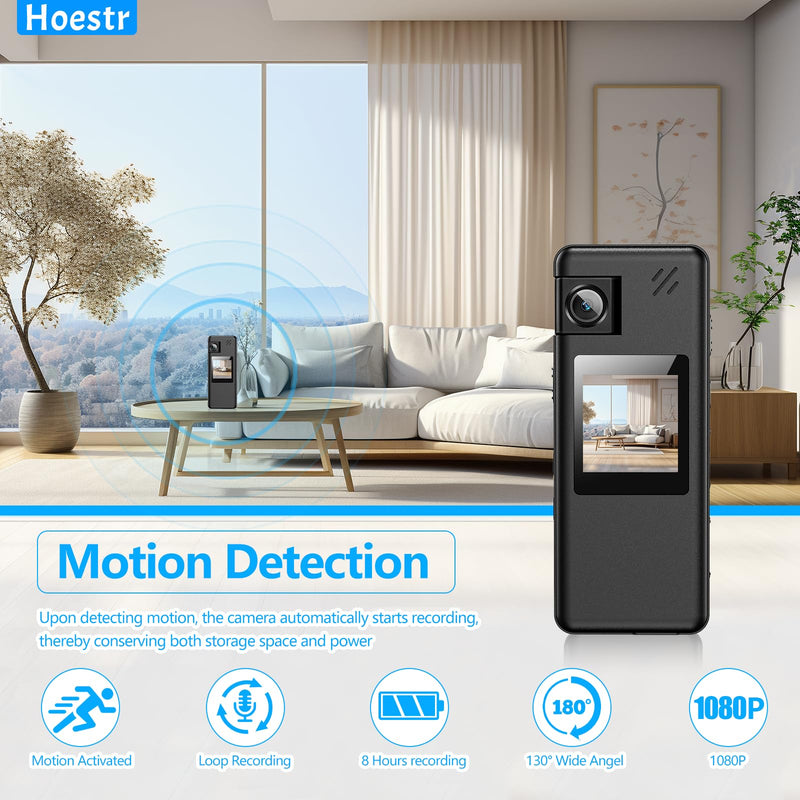 128GB Body Camera, Wearable HD Body Cam with 180° Rotatable Lens and Upgraded Back Clip, Body Camera with Audio and Video Recording for Law Enforcement, Delivery, Indoor