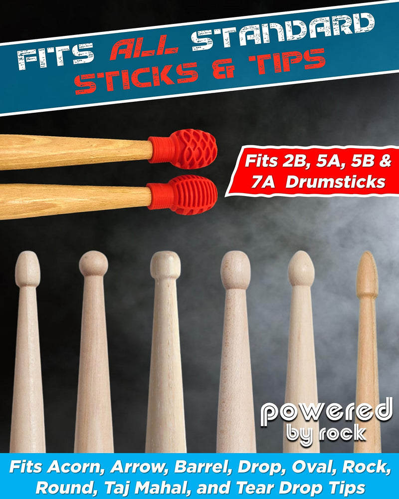 [AUSTRALIA] - Drumstick Dampeners for Silencing Drumming Practice - Replace Your Drum Practice Pad - Silicone Drumstick Tips Mute Clacking Sound from Sticks on Solid Surfaces - 4 Pack 