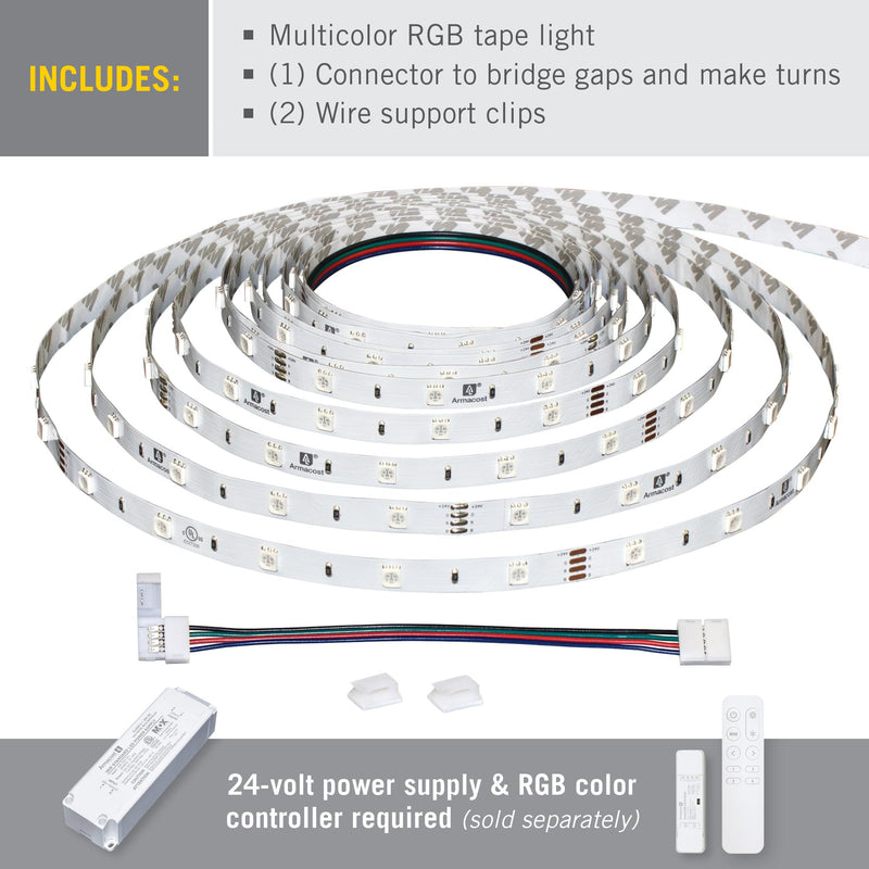 [AUSTRALIA] - Armacost Lighting RibbonFlex Home Multi-Color LED Tape Light 30 LEDs/Meter, 16.4 ft (5m) 613230 16.4 ft (5m) Multicolor 