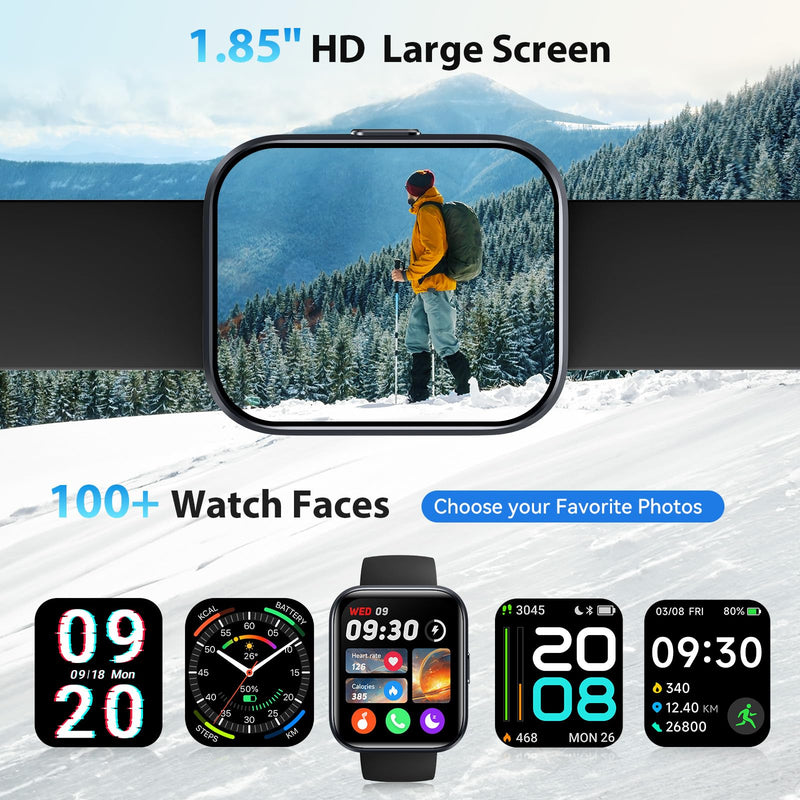 ENOMIR Smart Watches for Men with Call & Alexa, 100+ Modes Fitness Watch | Heart Rate/Sleep/SpO2/Stress Monitor, Mens Smartwatch for Android/iOS/Samsung, 3ATM Waterproof Fitness Tracker, 8 Day Battery Black