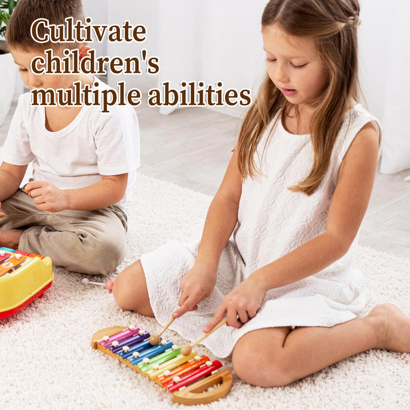2 Pcs Wood Percussion Sticks 7.8 Inch Glockenspiel Xylophone Mallets Sticks Drum Mallet Glockenspiel Mallets for Xylophone Chime Drums Bells