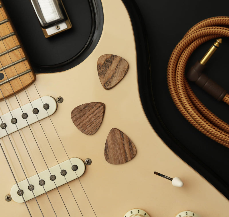 12 Pack Wood Guitar Picks - Guitar Picks for Acoustic and Electric Guitar, 1.6mm Thickness, Heavy Thickness Guitar Pick, for Bass Guitar, Ukulele