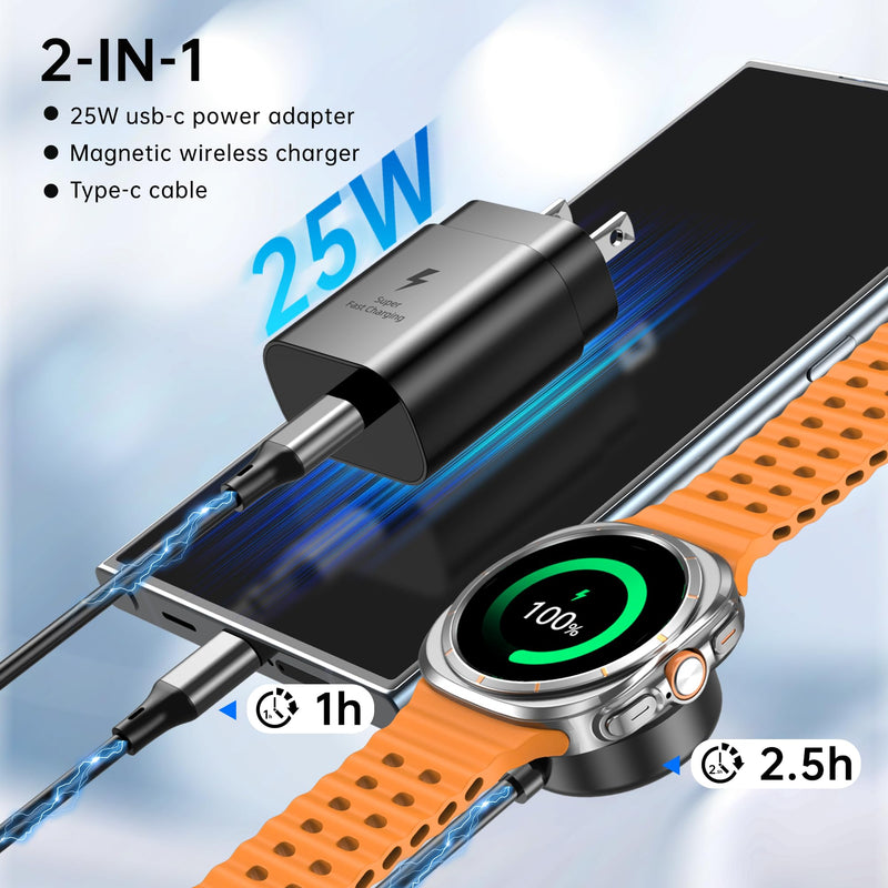 for Samsung Watch Charger Fast Charging Compatible with Galaxy Watch 7/Ultra/6/6 Classic/5 Pro/5/4 /4 classic/3/Active2/1