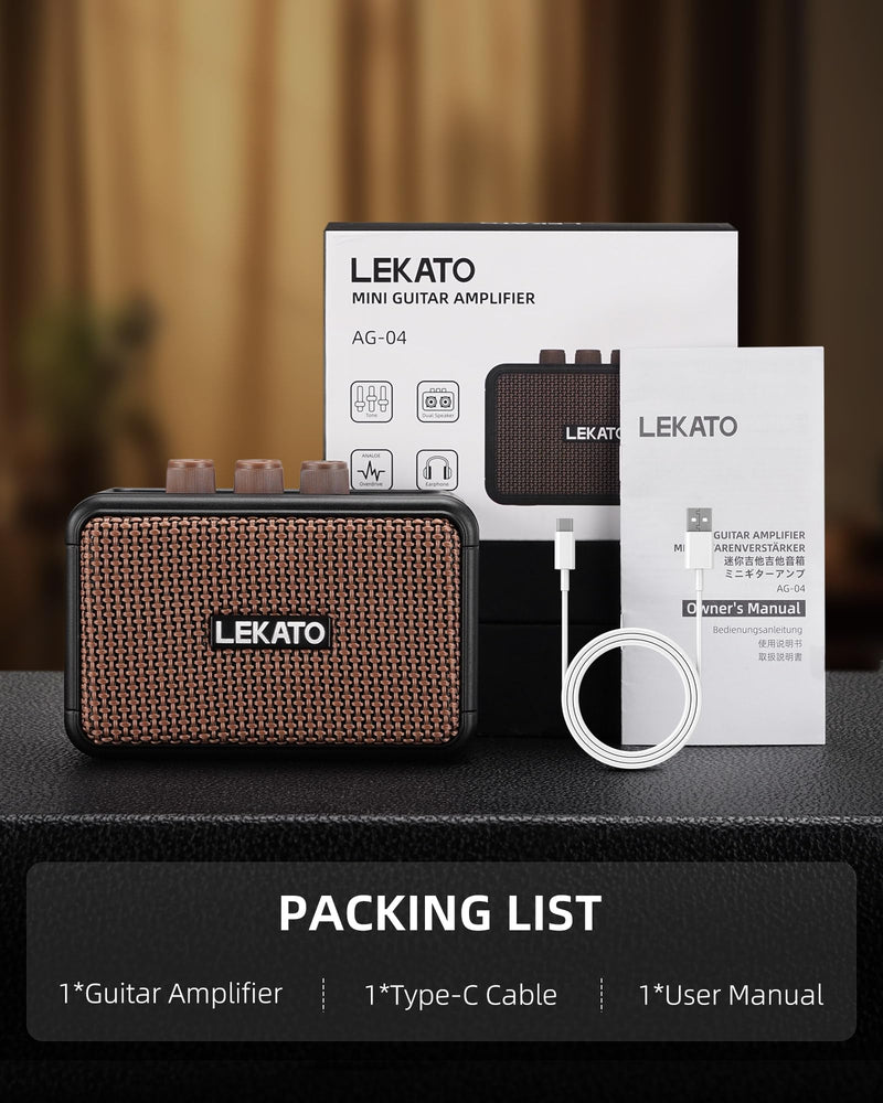 [AUSTRALIA] - LEKATO Mini Electric Guitar Amplifier, Dual Speakers 5W, Rechargeable Guitar Amp Bluetooth with Clean Overdrive Effects, Headphone Jack, Retro Portable Small Amp for Practice 
