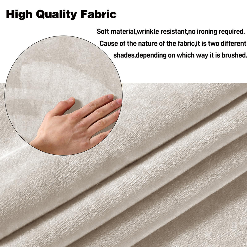 [AUSTRALIA] - Piano Bench Cover Stretch Velvet Thick Bench Cushion Protector Cover Rectangle Bench Covers for Living Room,Bedroom,Kitchen(Medium Size,Beige) Velvet Fabric Beige Medium 