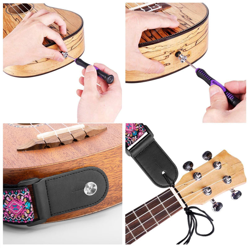 BestSounds Ukulele Strap, Jacquard Weave Adjustable Uke Mandolin Shoulder Straps for Adult & Kids, Ukulele Button Accessories Pink