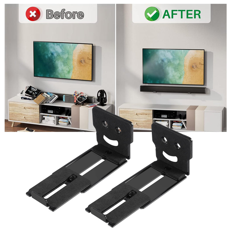 [AUSTRALIA] - Suixing Adjustable Soundbar Mount, Universal Sound Bar Wall Brackets Works with Most Sound bar Mounts, Length Adjustable 3.4''-5.2'', Removable and Lockable Mounting Bracket(Square) Black_3.4"-5.2" Length Adjustable 3.4"-5.2" 