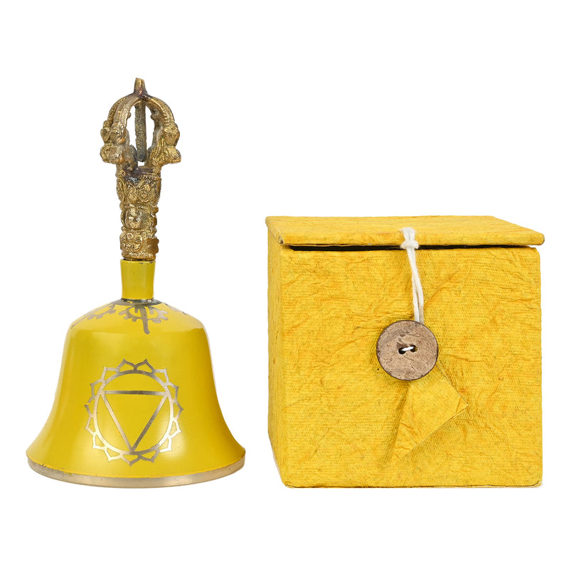 Yellow Solar Plexus Tibetan Bell (Note G) - 5.5 Inches H x 3 Inches D - Chakra Meditation Harmony Solar Plexus Yellow