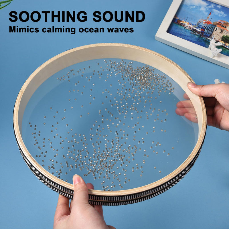 MIHEY 12 Inch Large Wave Bead Ocean Drum, Sea Sound Drum Percussion Instruments for Sound Healing, Sound Therapy and Sound Bath