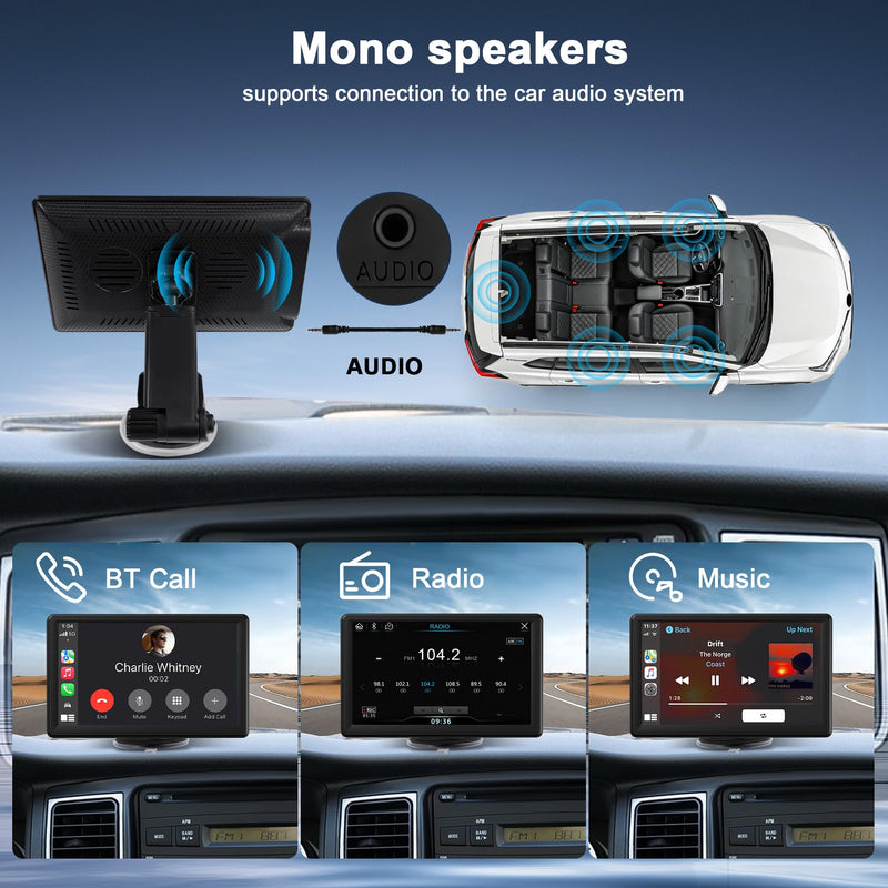 7 inch Double Din Car Radio: Wireless Carplay & Android Auto Car Radio Stereo, Bluetooth 5.0/FM/MP3/USB/Aux Input