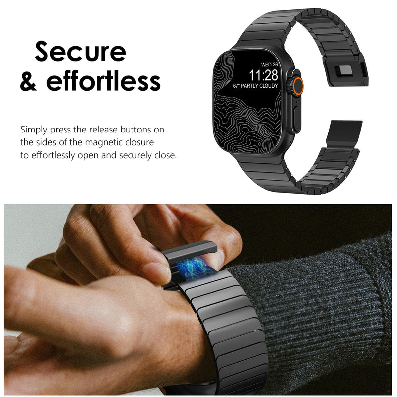 NewWays Titanium Link Bracelet Band for Apple Watch Ultra 3 2 1, Series3-11 | Premium Titanium, Lightweight Comfort, Exceptional Strength, Skin-Friendly, Built to Last Black Grade 2 Titanium 42mm(Series 3)/44mm/45mm/46mm/49mm