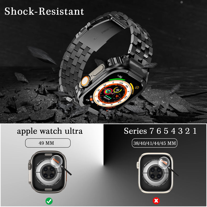 Stainless Steel Band and Case Compatible with Apple Watch Band Ultra | HASLFM Metal Protective Bumper Cover with Straps for iWatch Ultra 3/2/1 49mm Men, Grey