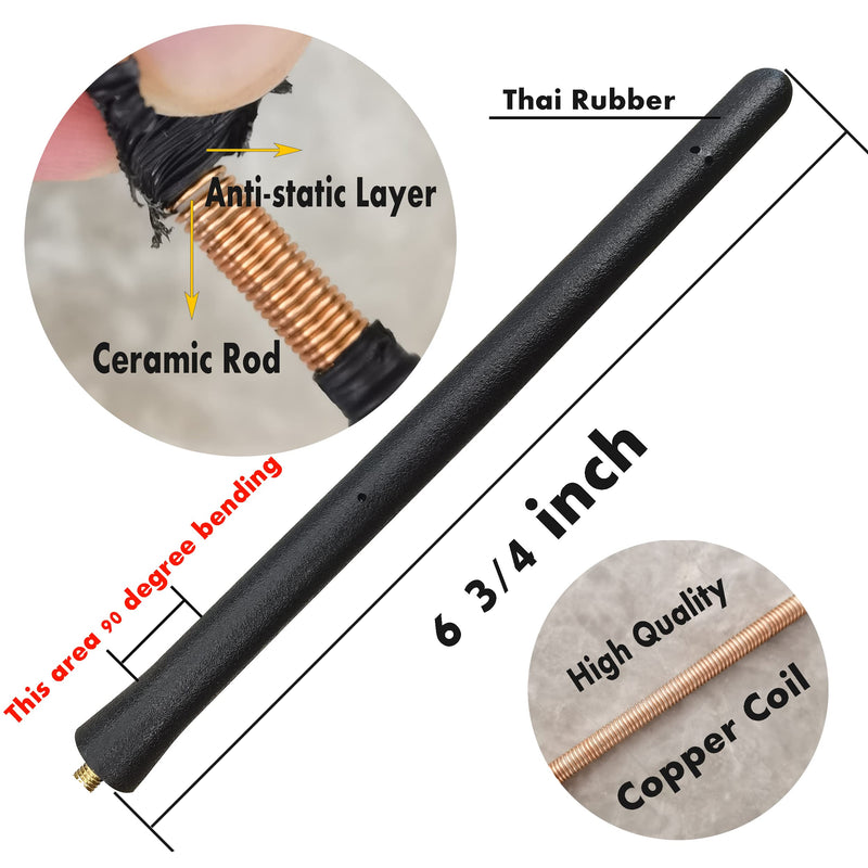 Short Antenna for Toyota Highlander (2001-2013), Toyota Highlander Antenna - 6 3/4 Inch Car Wash Proof, Internal Copper Coil Antenna Mast Replacement