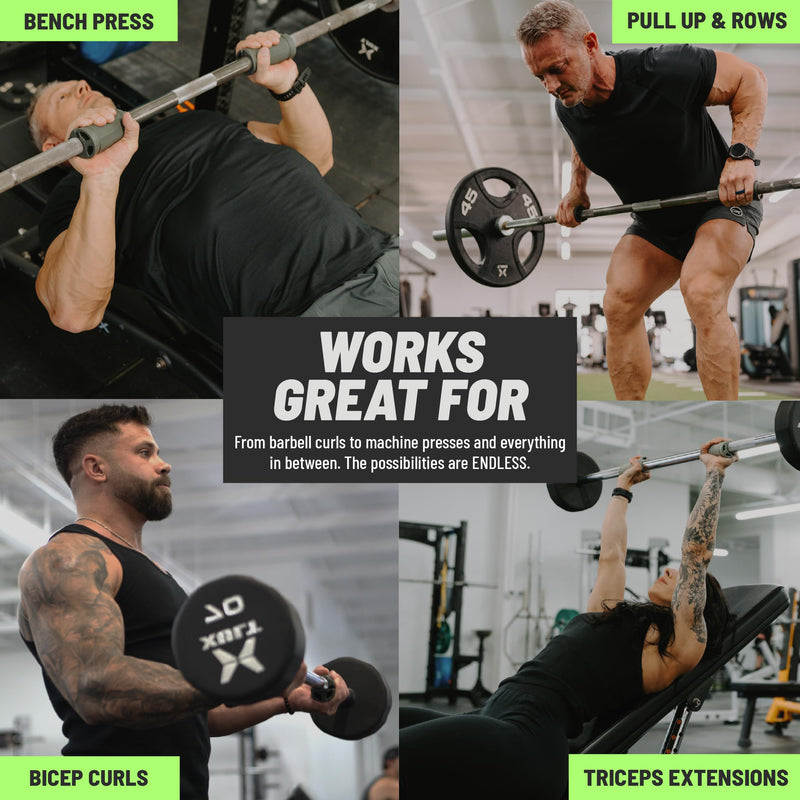 [AUSTRALIA] - N-Gage Grips – Patented Angled Barbell Thick Grips for Joint Support & Muscle Activation – Ergonomic Bar Attachments for Strength Training - Gym Accessories Manufactured in the USA (1 Pair) EZ (The Smaller Grips) 