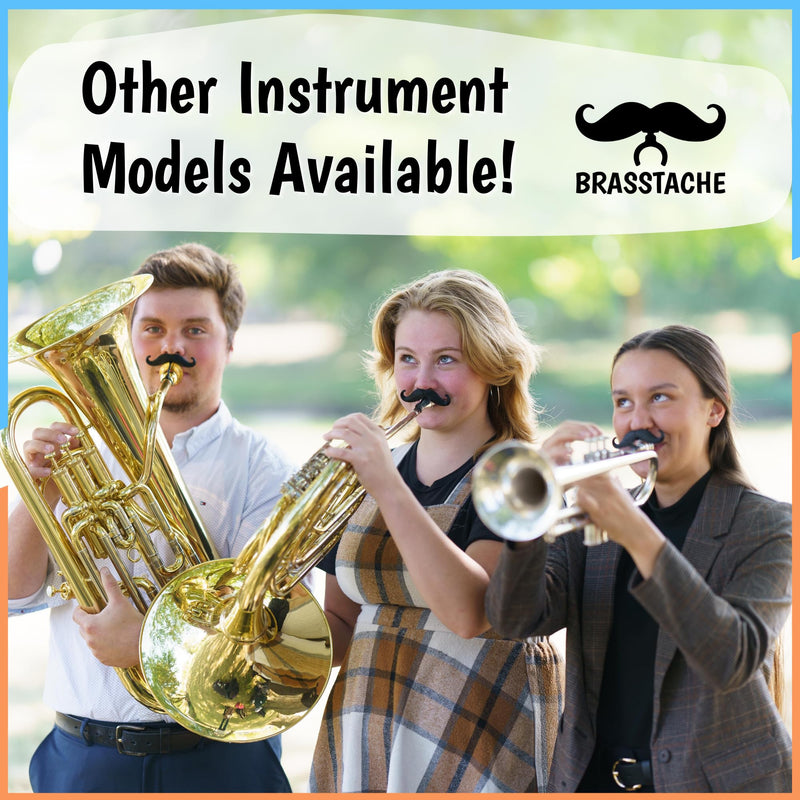 Brasstache 2.0 for Kids - (2-pack) Clip-on Mustache for Brass Players, Original Mustache Size (Trumpet) Trumpet