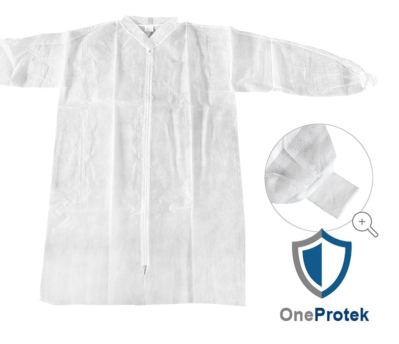 25g Disposable Book Coat with Zip White XL (XXL, 1 Piece) XXL