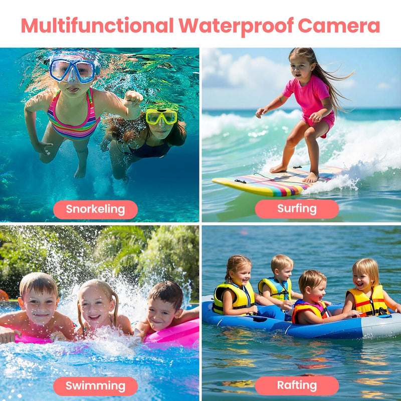 4K Waterproof Camera,10FT Underwater Digital Camera,48MP Floating Camera | for Snorkeling,Surfing,Swimming and Kayaking,Dual-Screen Selfie,Autofocus,18X Zoom,Fill Light,32GB Card,Type-C Rechargeable