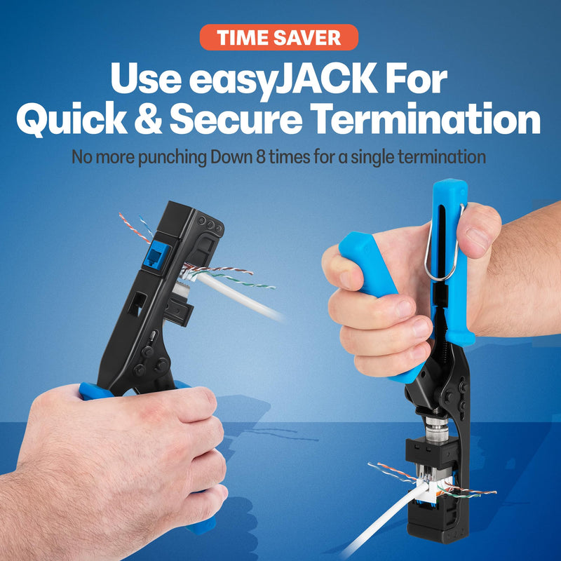 Everest Media Solutions Bundle – 2 Items: easyJACK - Speed Termination Tool + 20 Pack of RJ45 CAT5e UTP Keystone Jacks - Blue