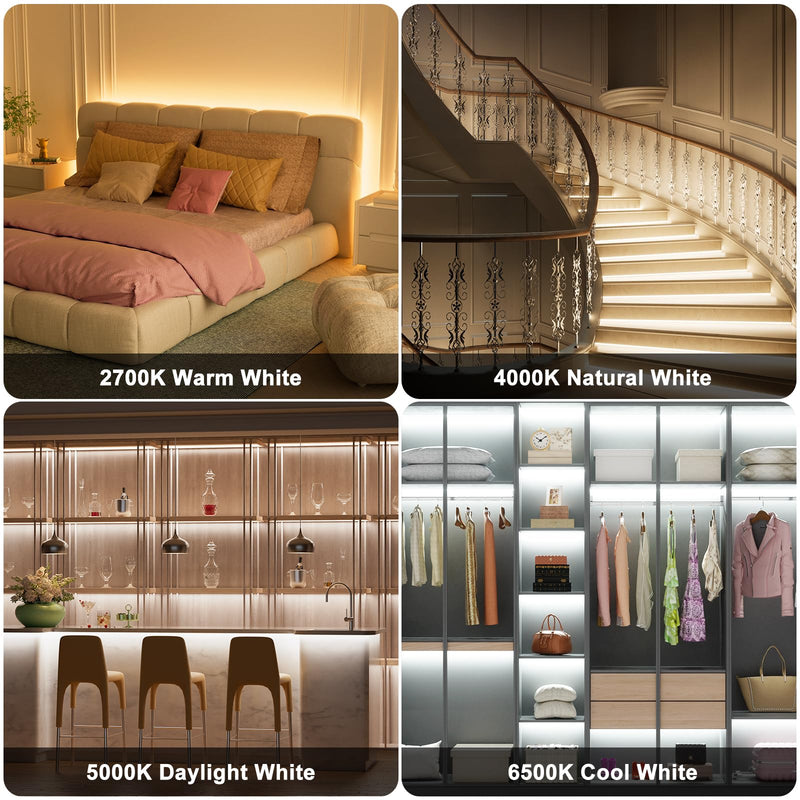 PAUTIX CCT COB LED Strip Light White Tunable 3200LEDs,CRI90+ 16.4ft/5m Dimmable 2700K-6500K 24V LED Tape Lights Kit,Work with Alexa/Google Assistant,for Under Cabinet Bedroom Kitchen DIY Lighting 2700K-6500K/16.4ft(Support Voice Activation)