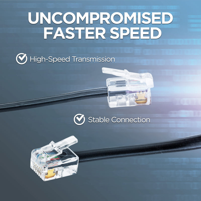 Volcora 5 Feet RJ11 / RJ12 Data Cable - Heavy Duty 6-Pins High-Speed Extension for Cash Register Drawer, Telephone, Modem, Fax, Printers, and More - Drawer Cable for Voice and Data 1 5 ft