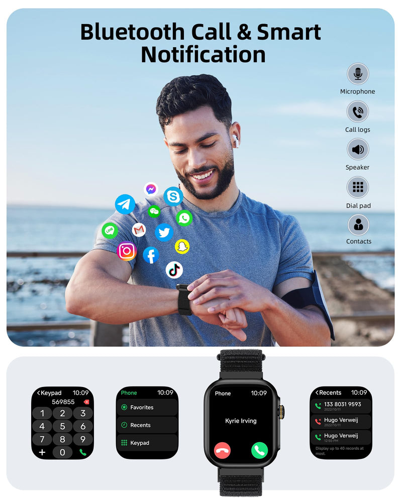 Parsonver Built-in GPS Smart Watch for Men Women with Bluetooth Calling, GPS Fitness Activity Tracker 100+ Sport Modes, Heart Rate Sleep Monitor, Waterproof Pedometer for Android & iPhone(Two Bands) | Waterproof Fitness Activity Tracker 100+ Sports Mod...
