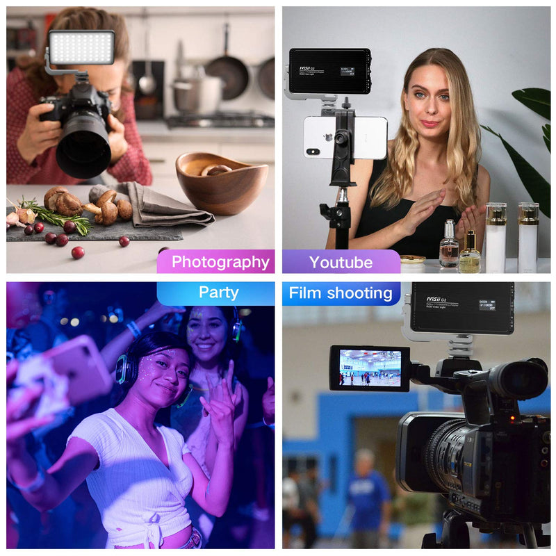 [AUSTRALIA] - G2 Pocket RGB Camera light,32Wh Built-in 4300mAh Rechargeable Battery 360°Full Color Gamut 9 Light Effects,2600-10000K LED Video Light Panel with Aluminum Alloy Body, Adjustable Tripod Stand 