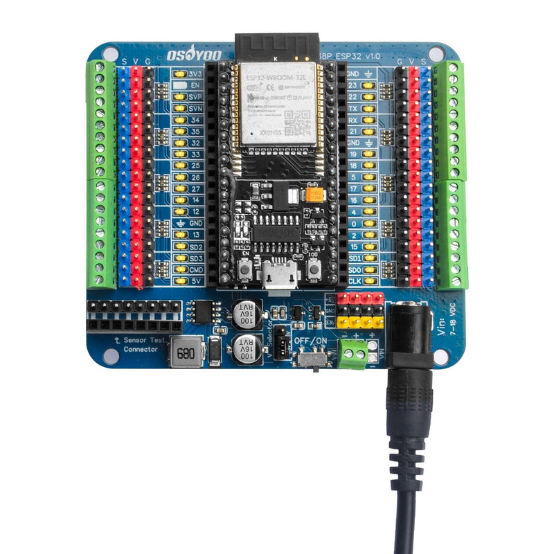 OSOYOO Breakout-Board für 38-polige ESP32-Erweiterungsplatine mit dualen 2x19P-Headern - GPIO-LED-Anzeigen - ideal für ESP32 Prototyping, Entwicklung und Lernprojekte 38P ESP32 Shiled Breakout Board