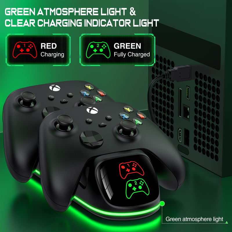 Controller Charger Station with 2x4800mWh Rechargeable Battery Packs for Xbox One/Series X|S Controller, Dual Charging Dock for Xbox One Controller Battery Pack with 4 Batteries Covers for Xbox 4800mWh