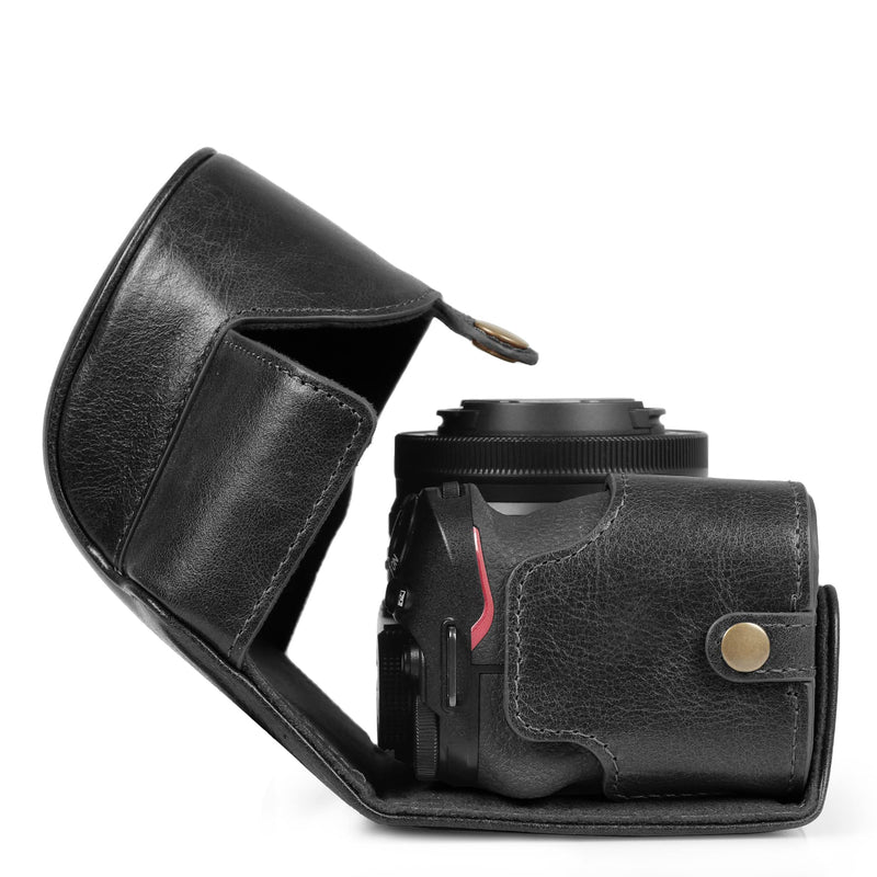 MegaGear Ever Ready Genuine Leather Camera Case Compatible with Nikon Z30 (16-50mm)(Black) Black