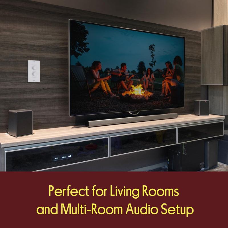In Wall Speaker Volume Control - Home Audio Smart 2-Channel A/B Dual Channel Speakers Controller Selector Pod Box - Rotary Knob Fader Control Up to (2) Pair of Indoor or Outdoor Speakers - Pyle PVCD15 Standard