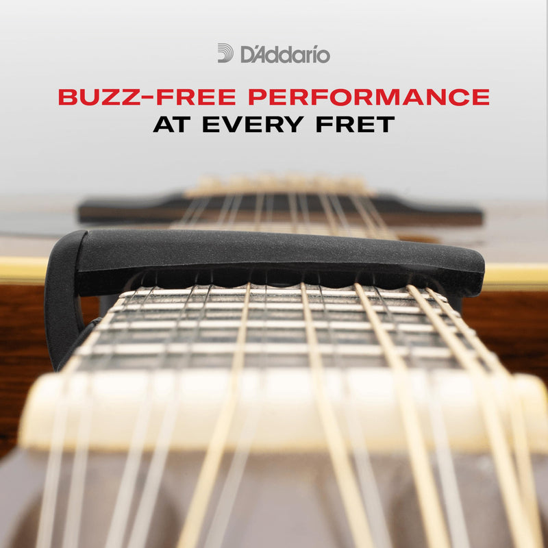 D'Addario Guitar Capo for Acoustic and Electric Guitar - NS Capo Lite - Adjustable Tension - Guitar Accessories - Works for 6 String and 12 String Guitars - Lite - (Black) Black, Lite 6 or 12 String Acoustic & Electric