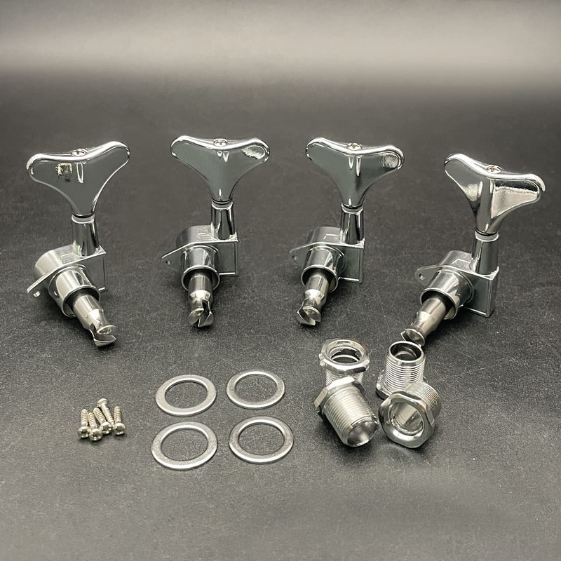 SAPHUE Guitar Bass Tuners(4 for Right) Bass Guitar Tuning Keys,1:19 Ratio Headstock Sealed Machine Head Replacement for Electric Jazz Bass or Precision Instruments(Chrome, 4R) 1:19 (4R) Chrome