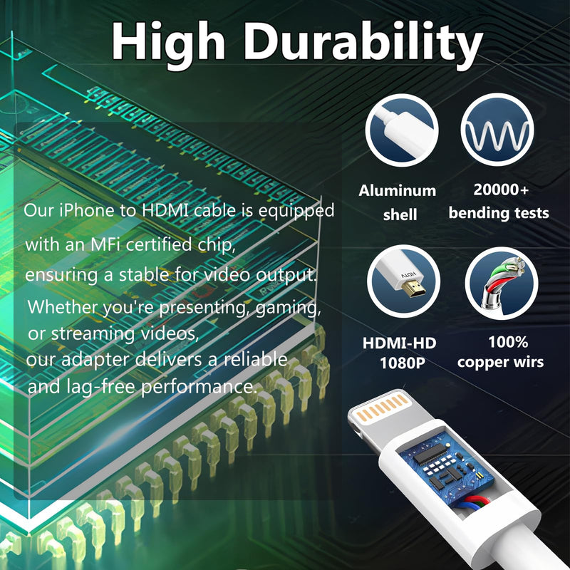 [AUSTRALIA] - Lightning to HDMI Cable for iPhone Digital AV Adapter 1080P HD Video Sync Screen Connector iPhone to HDMI for TV Projector Monitor 