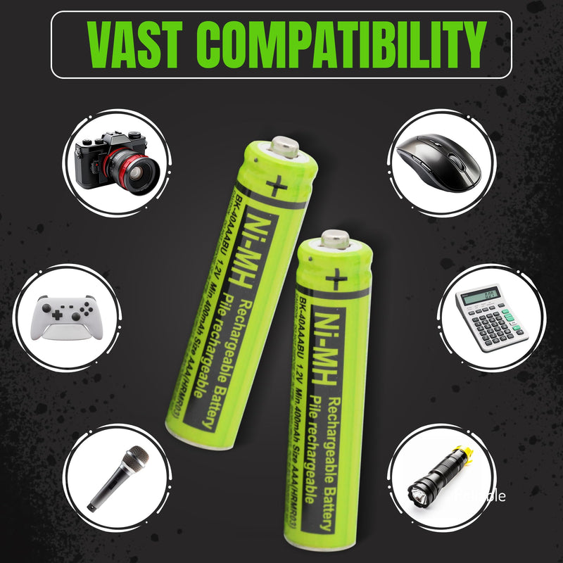 2 RocketBus BK-40AAABU Replacement 1.2V 400mAh Battery Packs for Panasonic Cordless Phone Handset